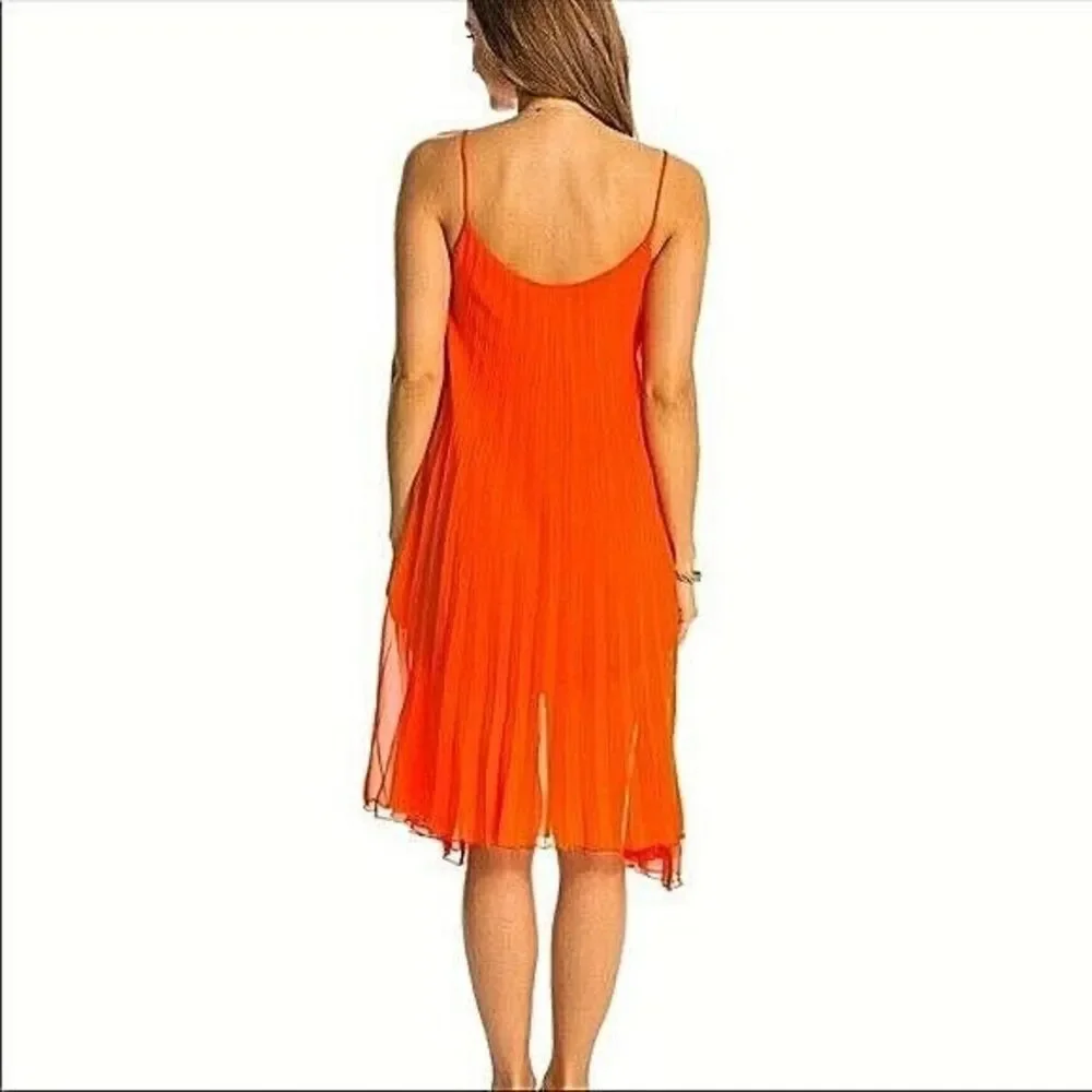 Bleu Rod Beattie orange polyester pleated dress - Picture 4 of 6